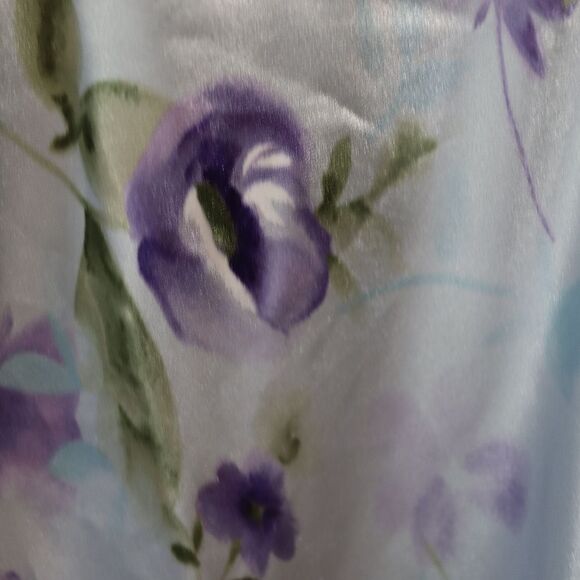 California Dynasty Blue and Purple Floral Long Maxi Slip with Trim Medium - Picture 9 of 12